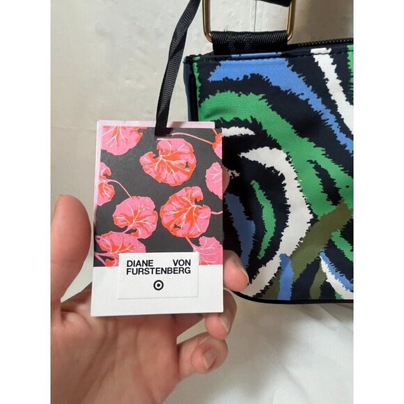 DVF Diane Von Furstenberg Utility Crossbody Bag Disco Zebra Green NWT - Picture 7 of 9